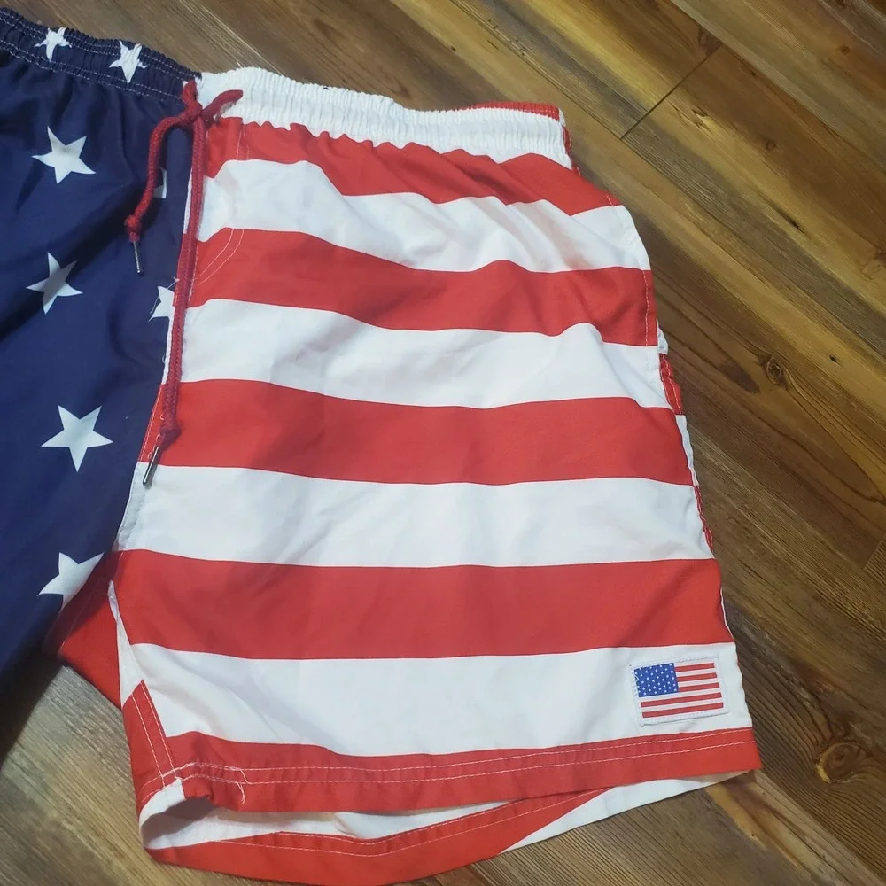 Exist Swim Mens 3XL American Flag Trunks Stars Stripes Patriotic Board Shorts